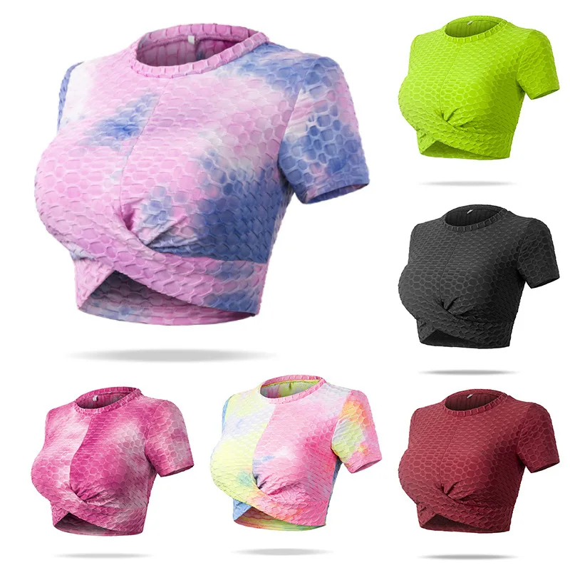 Быстросохнущий Спортивный тонкий бюстгальтер с коротким рукавом для бега и