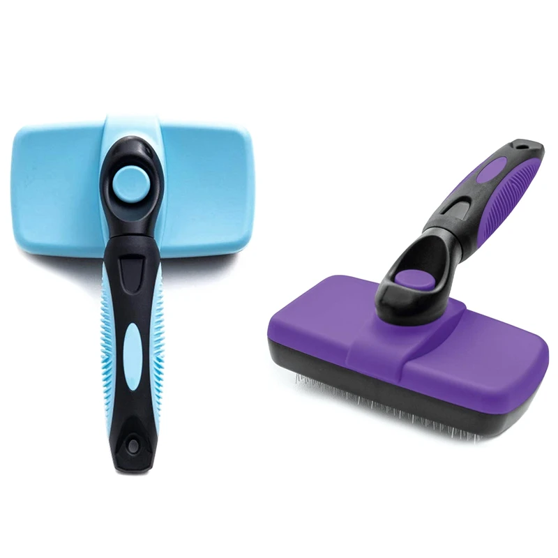 

Pet Brush with Easy Clean Button, Reduces Shedding, Removes Mats, Comfort Grip, Slicker Comb for Dog Undercoat Fur