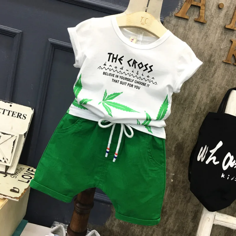 New Fashion Boy Girl Clothing Summer Children Kids Printed T-Shirt Shorts 2Pcs/Sets Toddler Leisure Suits Baby Cotton Tracksuits | Детская