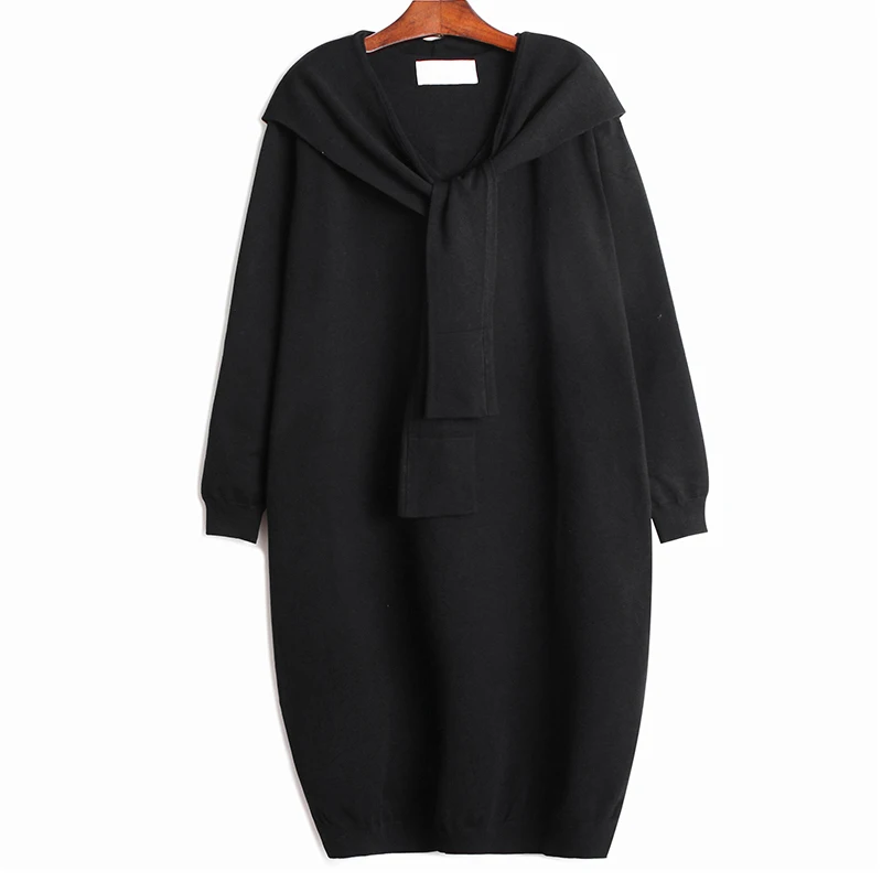 

[SUOOUYA] Women Dresses Gray Knitting Bandage Midi Dress New Big Size V-collar Long Sleeve Loose Fit Fashion Autumn Winter 2021