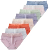 8pcs womens panties cotton high quality low waist lace female underwear girly cute briefs soft lingerie