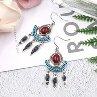 s421 bohemian fashion jewelry womens vintage earrings red green dangle earrings