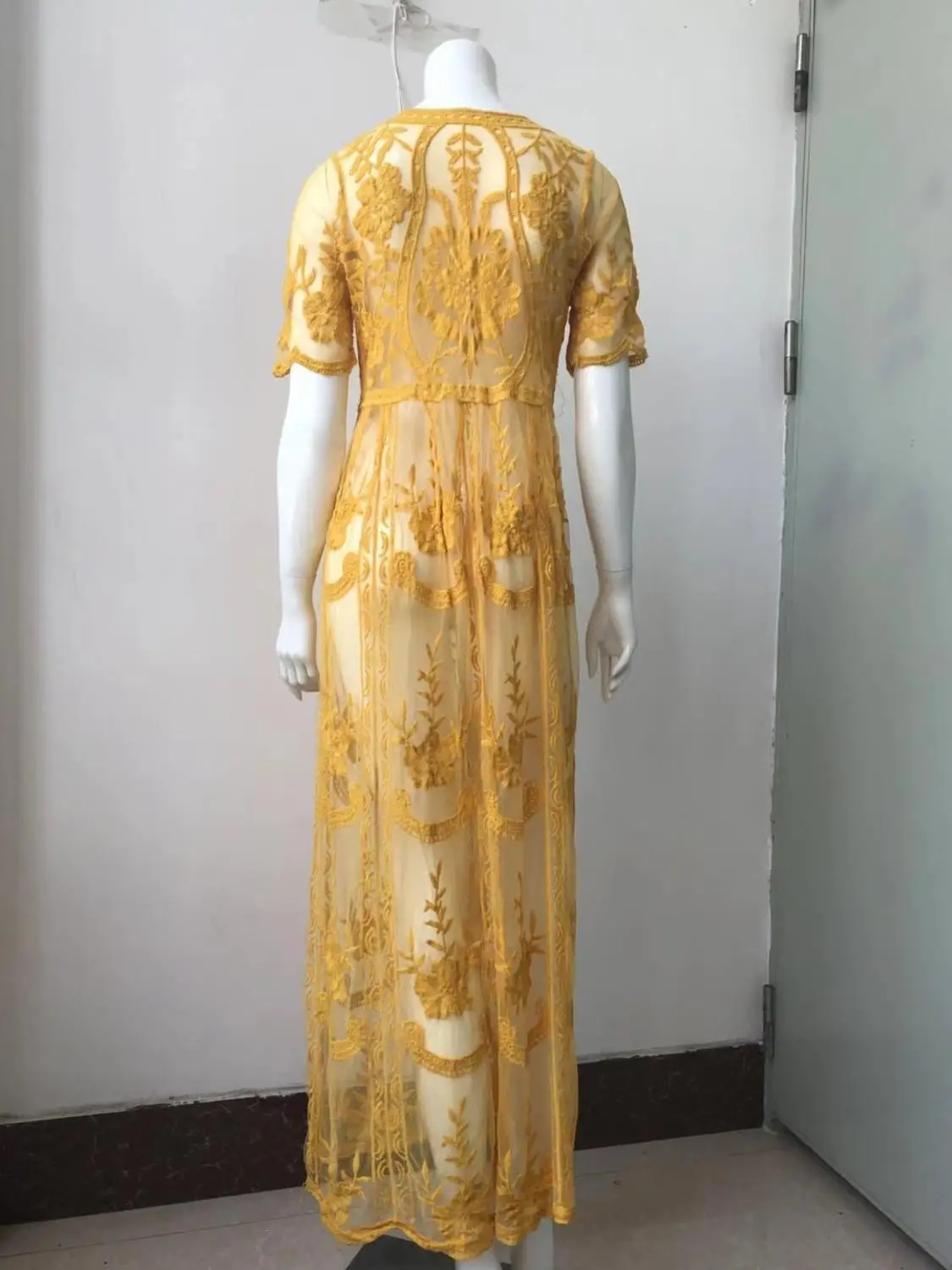 Без подкладки летние женские Ретро элегантные длинные кружевные вечерние платья