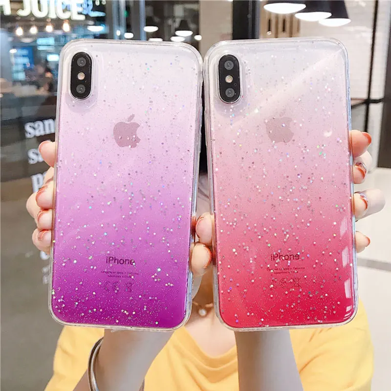 Роскошный блестящий чехол для телефона iPhone 7 8 6 6S Plus X XS Max XR 11 Pro Блестящий Мягкий