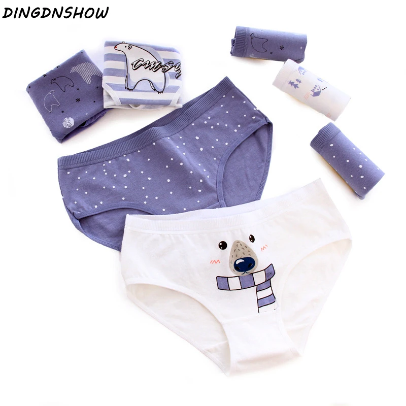 

[DINGDNSHOW] 2020 New Arrival Women Cartoon Bear Underwear Cotton Briefs Mid Waist Triangular Underpants Cotton Panties