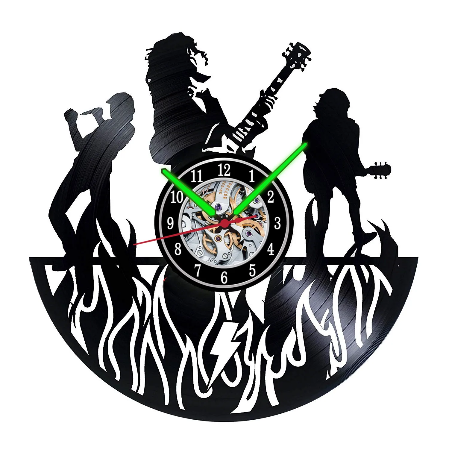 Винтажные настенные часы Rock N Roll с музыкой виниловое украшение для записи декора