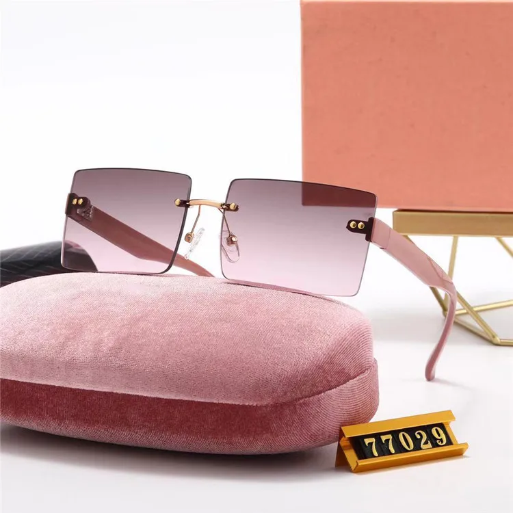 

Designer Luxury Original Brand Rectangle Polarized Sunglasses Rimless Driving Travel Eyewear For Women Men's Shades Glasses TR90