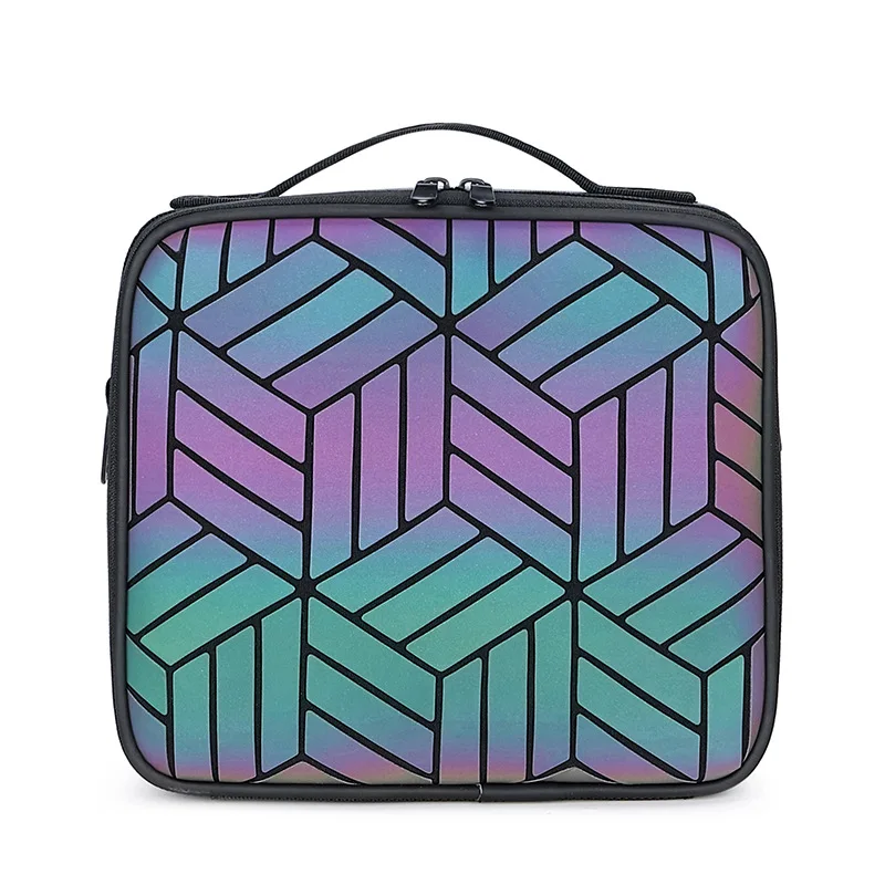 

European and American Fashion Style Women's 2021 Creative Rhombus Partition Storage Multifunctional Portable Cosmetic Case