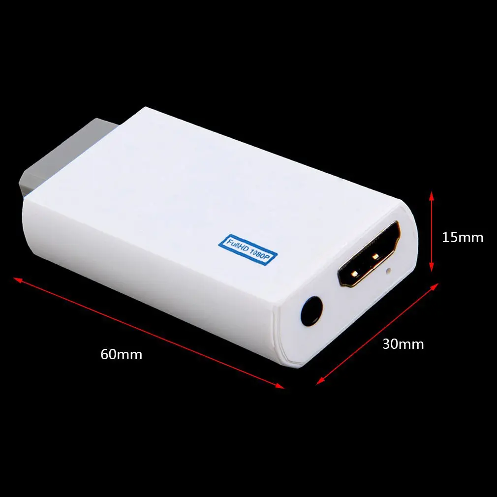 

White Plastic Wii to HDMI Wii2HDMI Adapter Converter Full HD 1080P Output Upscaling 3.5mm Audio Video Output