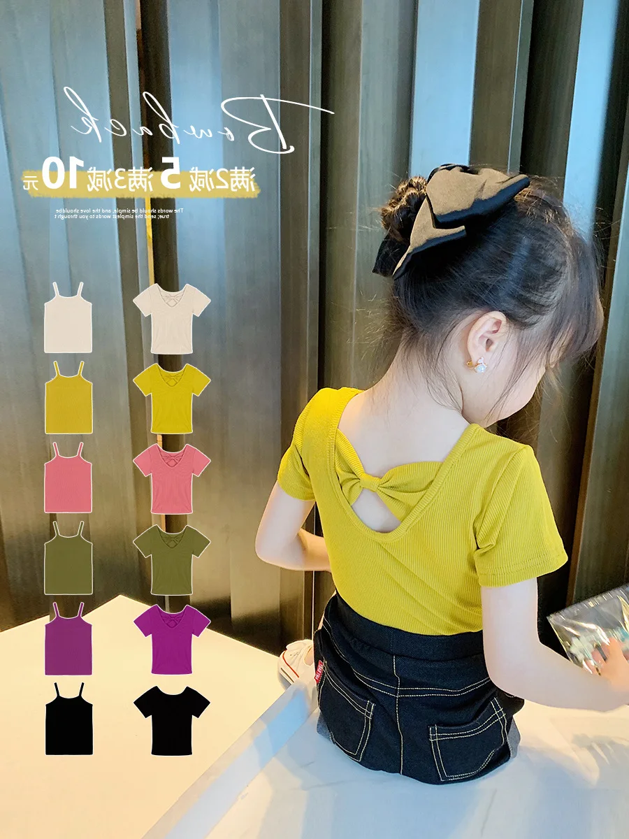 

Футболки с бантом для маленьких девочек, летняя одежда для маленьких девочек, футболка + шорты, повседневная одежда для маленьких девочек, о...