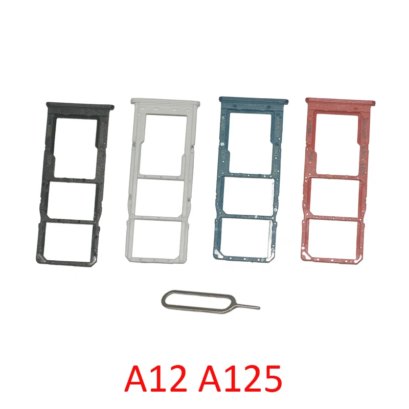 Держатель для SIM-карты и карты памяти Phone Sim Chip Tray Holder для Samsung Galaxy A12 A125F A125M A125N A125 Оригинальная новая часть адаптера для слота SIM и SD-карты + игла.