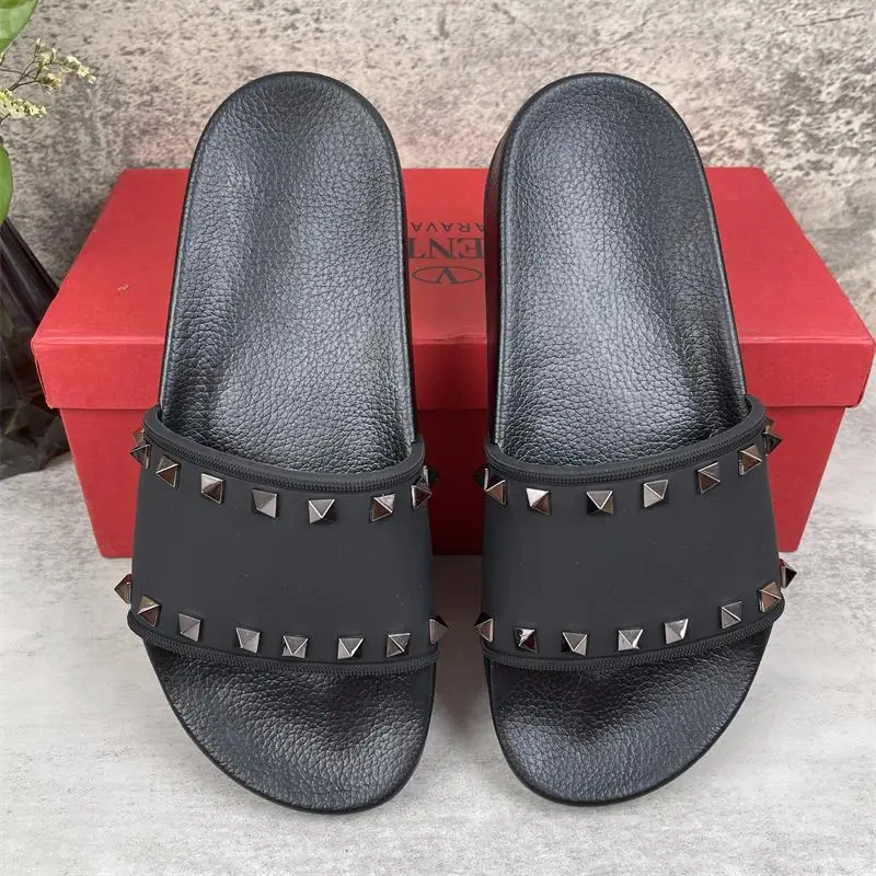 

Fashion Man Woman Slippers Slide Summer Top Quality Wide Flat Sandals Flip Flop Orinigal Leather Slipper with Dustbag Size 35-46