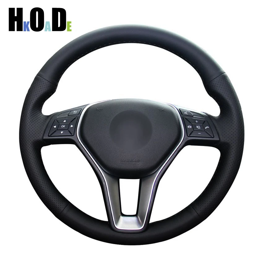 DIY Black Artificial Leathers Hand-Stitched Car Steering Wheel Covers for Mercedes Benz E200L gla cla gle c200l C200 C250 C300