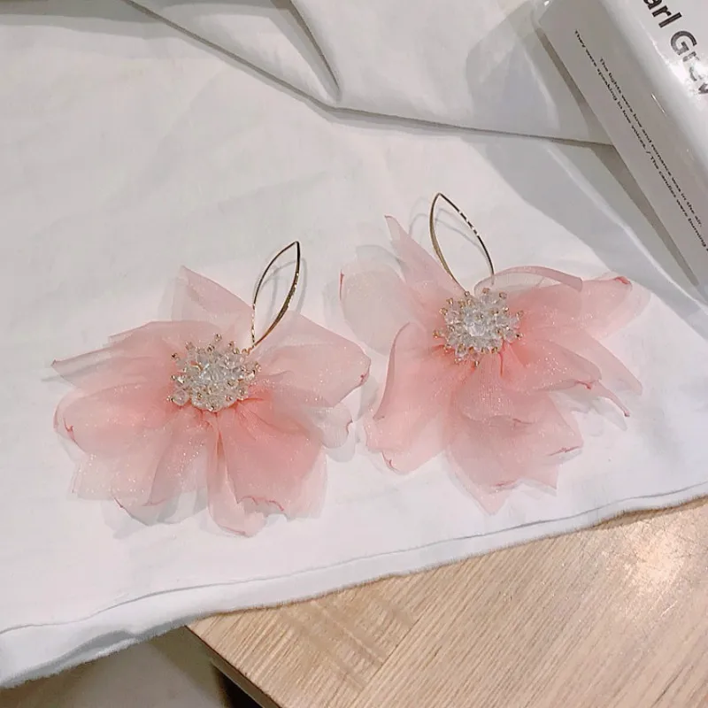 Женские массивные серьги подвески с крупными цветами|Серьги-подвески| |