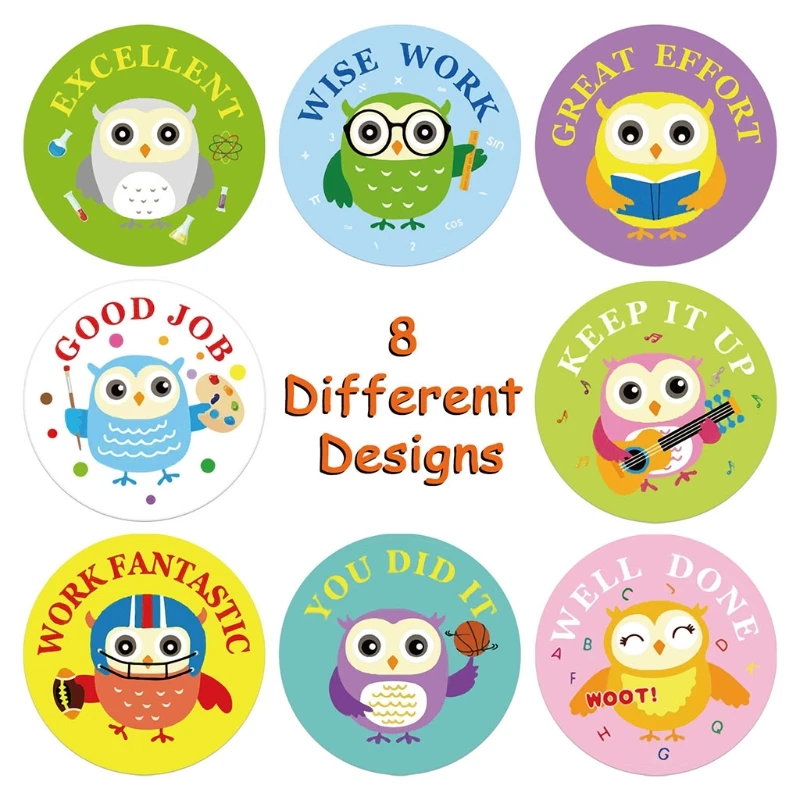 

500Pcs/Roll Cartoon Animal Owl School Teacher Reward Stickers Motivate Students Sticker for Scrapbooking Cards Labels