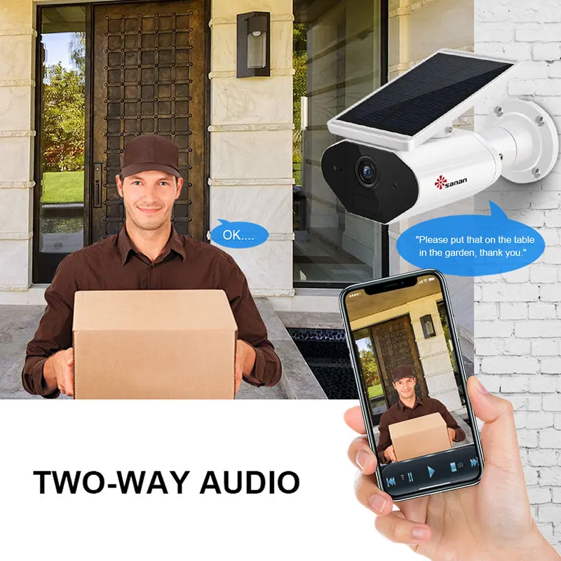 Камера на солнечной батарее SANAN I20AL 1080P Wi Fi беспроводная с панелью IP66 IP ночное