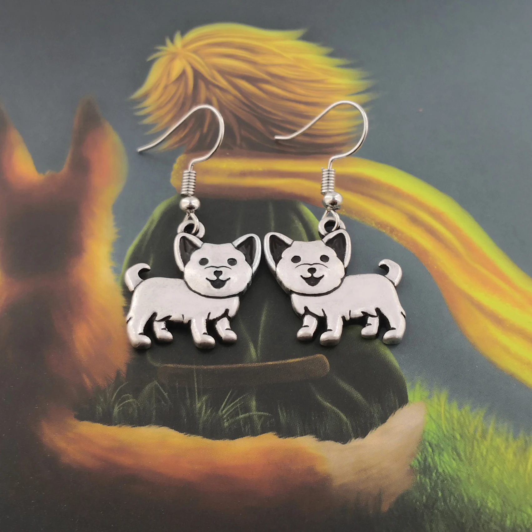 Йоркширские терьерские и австралийские висячие серьги с шелковистой собакой для