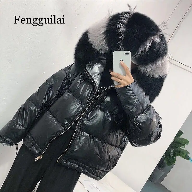 

Fake Fox Fur Winter Jacket Women Gold Warm Parka Fur Down Coat Female White Duck Down Jacket Winter Waterproof Overcoat