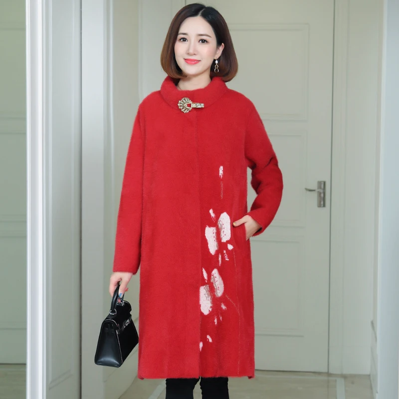 Одежда для мам HANZANGL новинка 2020 зимнее пальто из искусственной норки и кашемира