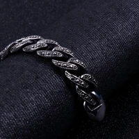 12mm width vintage stainless steel mens cuban curb chain bracelets hiphop black biker bracelet men heavy fashion male jewelry