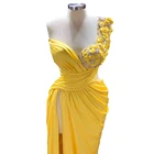 Женское вечернее платье, желтое платье для вечеринки, коктейльное платье с косичкой, 2021