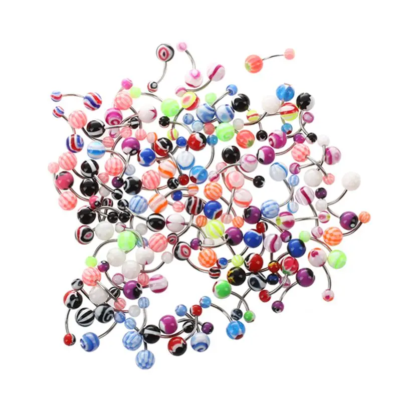 14 г кольцо для живота Ассорти много 100 пусковых колец пупка банан пирсинг| |