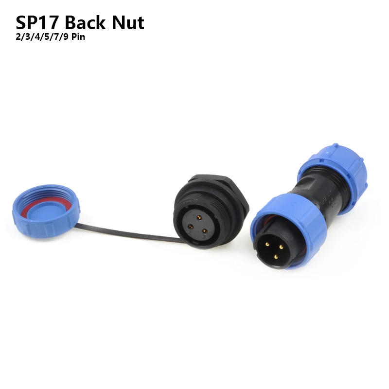 

SP17 IP68 Back Nut TYPE Electric Waterproof connector 2/3/4/5/7/9 Pin Cable Aviation connectors With Plug socket