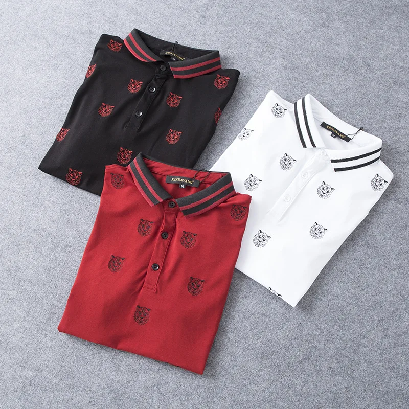 

New 2021 Men Embroidered tiger Fashion Polo Shirts Shirt Hip Hop Skateboard Mercerized cotton Polos Top Tee Plug size S-5XL #K02