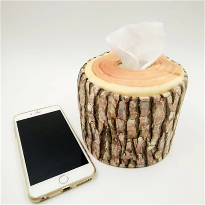 Imitation Tree Bark Tissue Box Napkin Holder Case Paper Towel Cover Short Plush Dispenser Home Kitchen Decor Accessory | Дом и сад