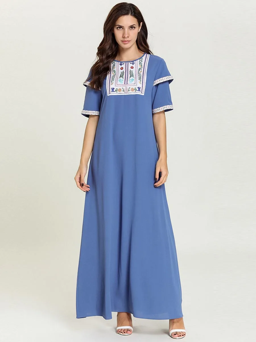 Марокканское арабское мусульманское платье женское с коротким рукавом большие