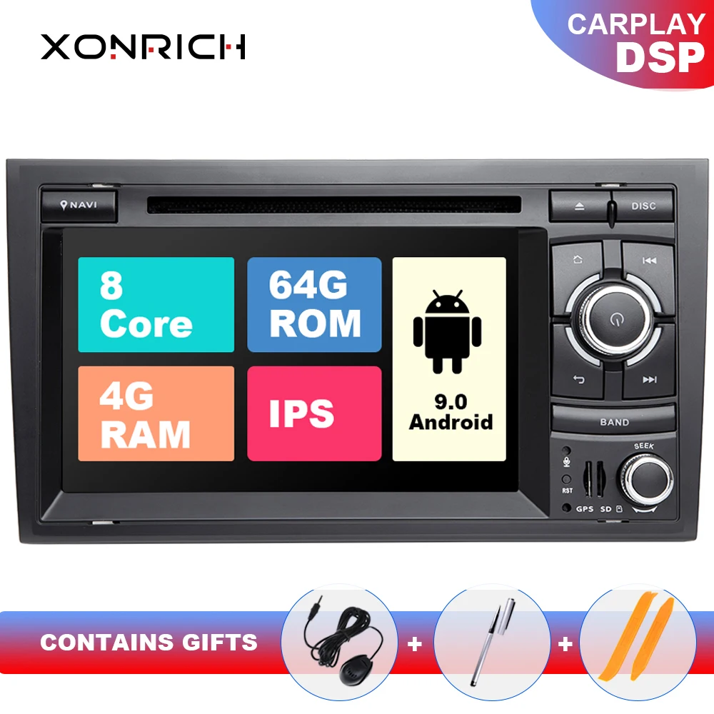 " ips DSP 4G 64G 2 din Android 9 gps Авторадио Мультимедиа для Audi A4 B8 B6 B7 S4 B7 B6 RS4 B7 SEAT Exeo Навигация dvd плеер