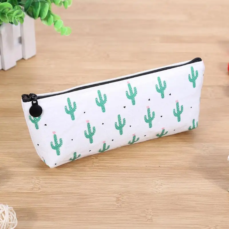 Cactus Pencil Case Creative Design Canvas Cute Box School Supplies Kawaii Stationery Estuches Chancery Pen Bags | Канцтовары для