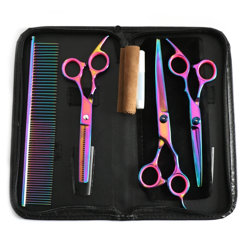

2019 Professional Dog Pet Groom Scissors Kit Cutting Thinning Curved Shears Set Tool