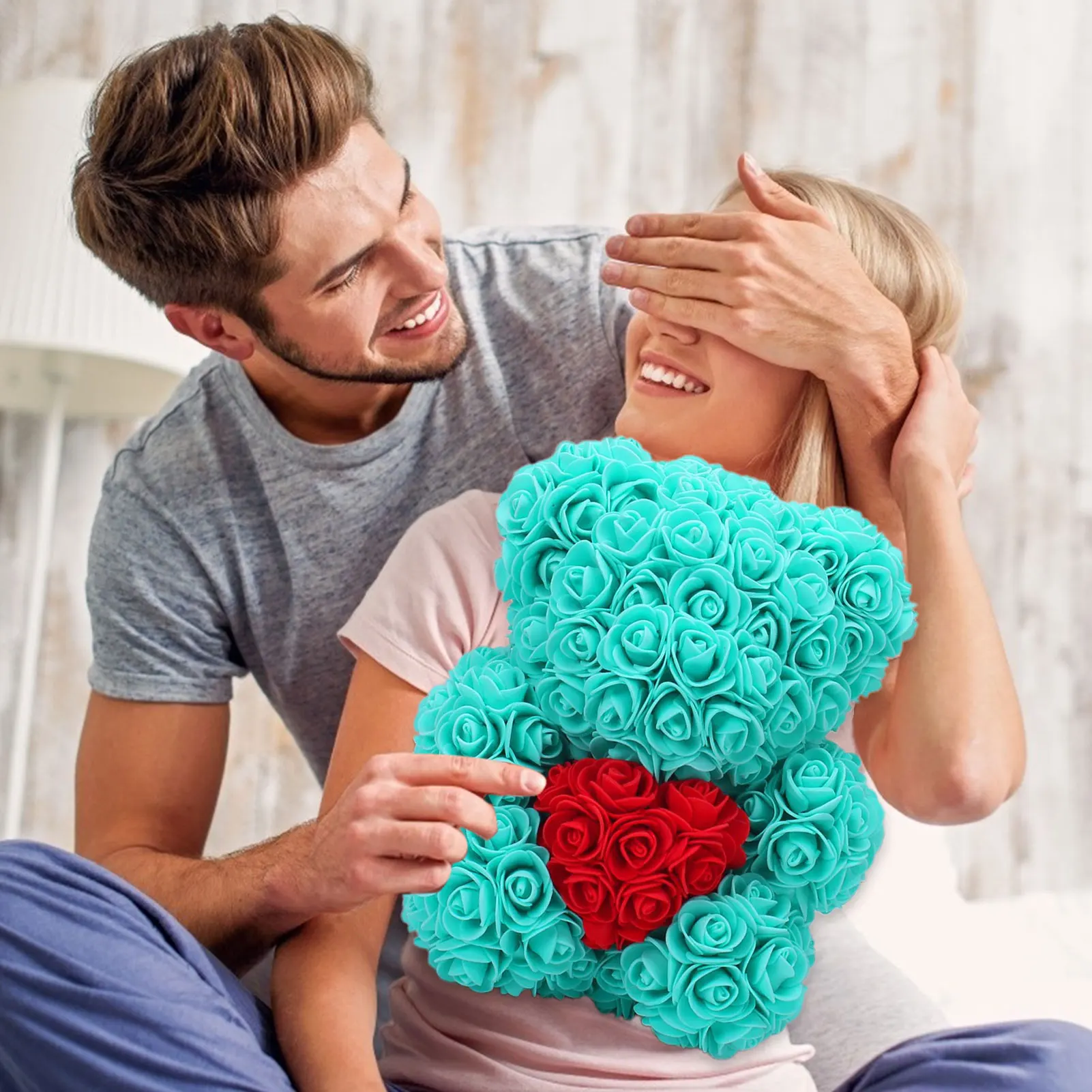 

DIY 25 Cm Rose Bear With Box Artificial Flower Bear Rose Simulated Flower Valentine's Day For Girlfriend Wife Mother's Day Gifts