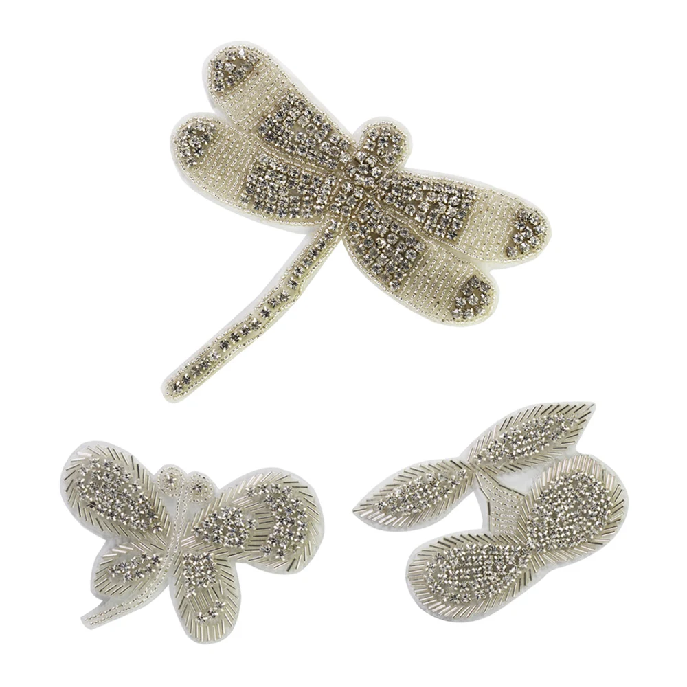 Ручная работа алмазная стрекоза Бабочка нашивки с вишней горный хрусталь