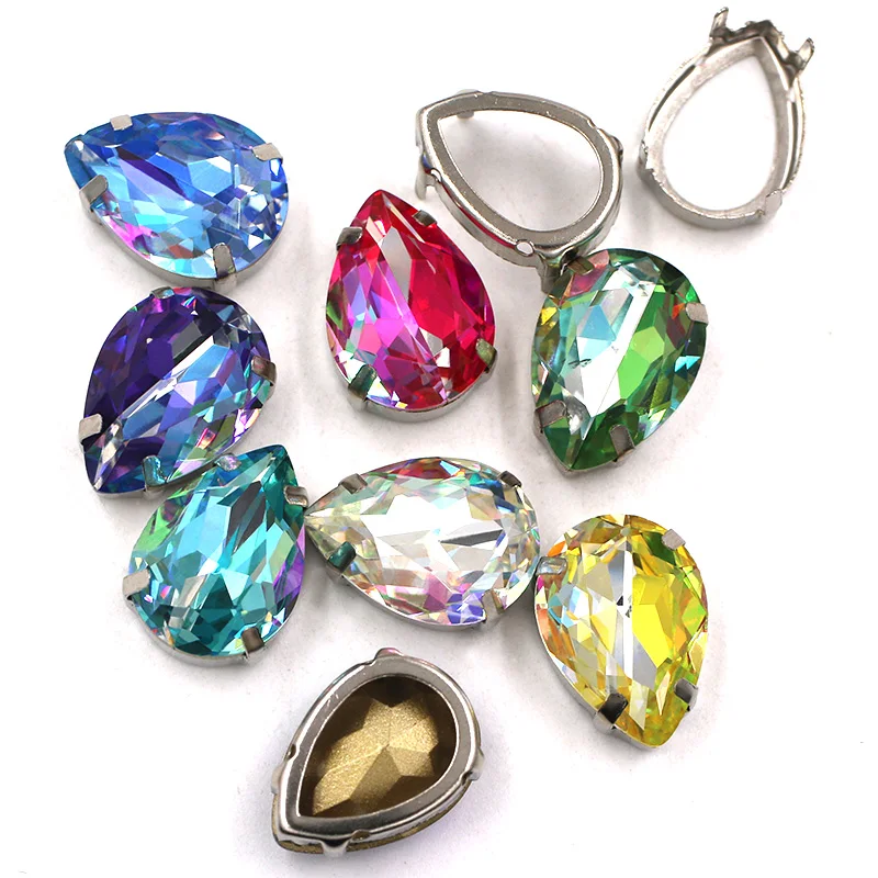 Стеклянные стразы в форме слезы с острым концом 10 х1 4 мм/13 х18 мм пришивные