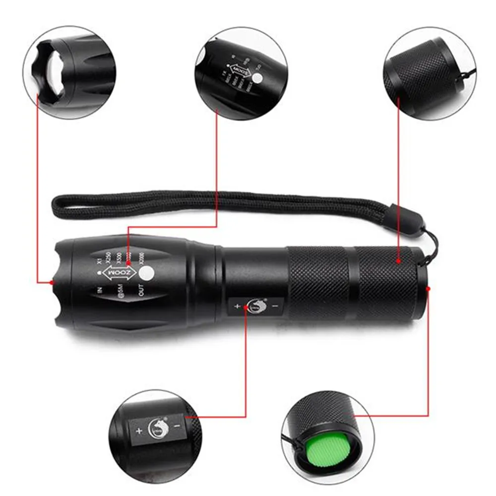 

10W 1200 Lumens 500m Led flashlight Ultra Bright torch T6/L2/V6 Camping light waterproof Zoomable Bicycle Light use