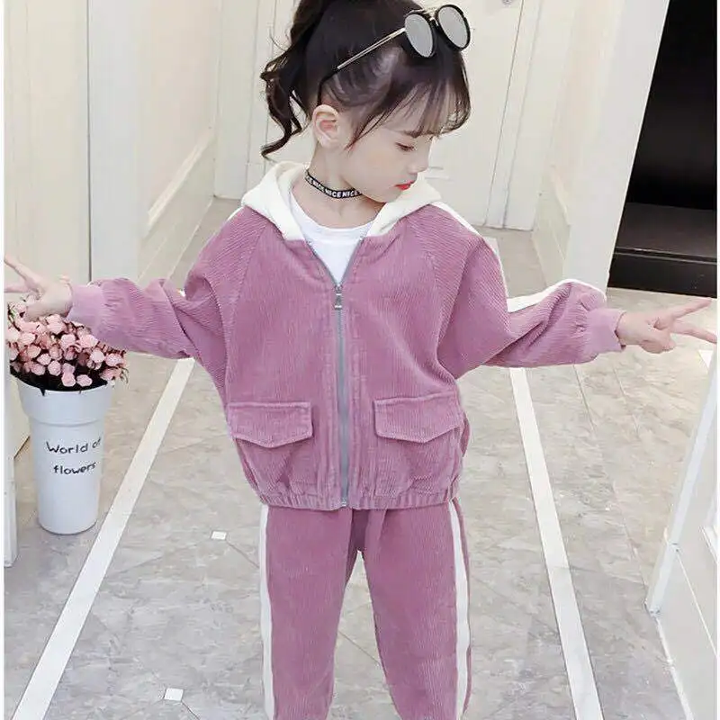 Костюм для девочек на осень и зиму 2019 новая детская куртка модная одежда из двух