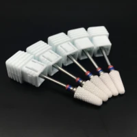 5pcs ceramic nail drill bit zirconia ceramic conical fine white dental ceramic drill for micro motor polisher
