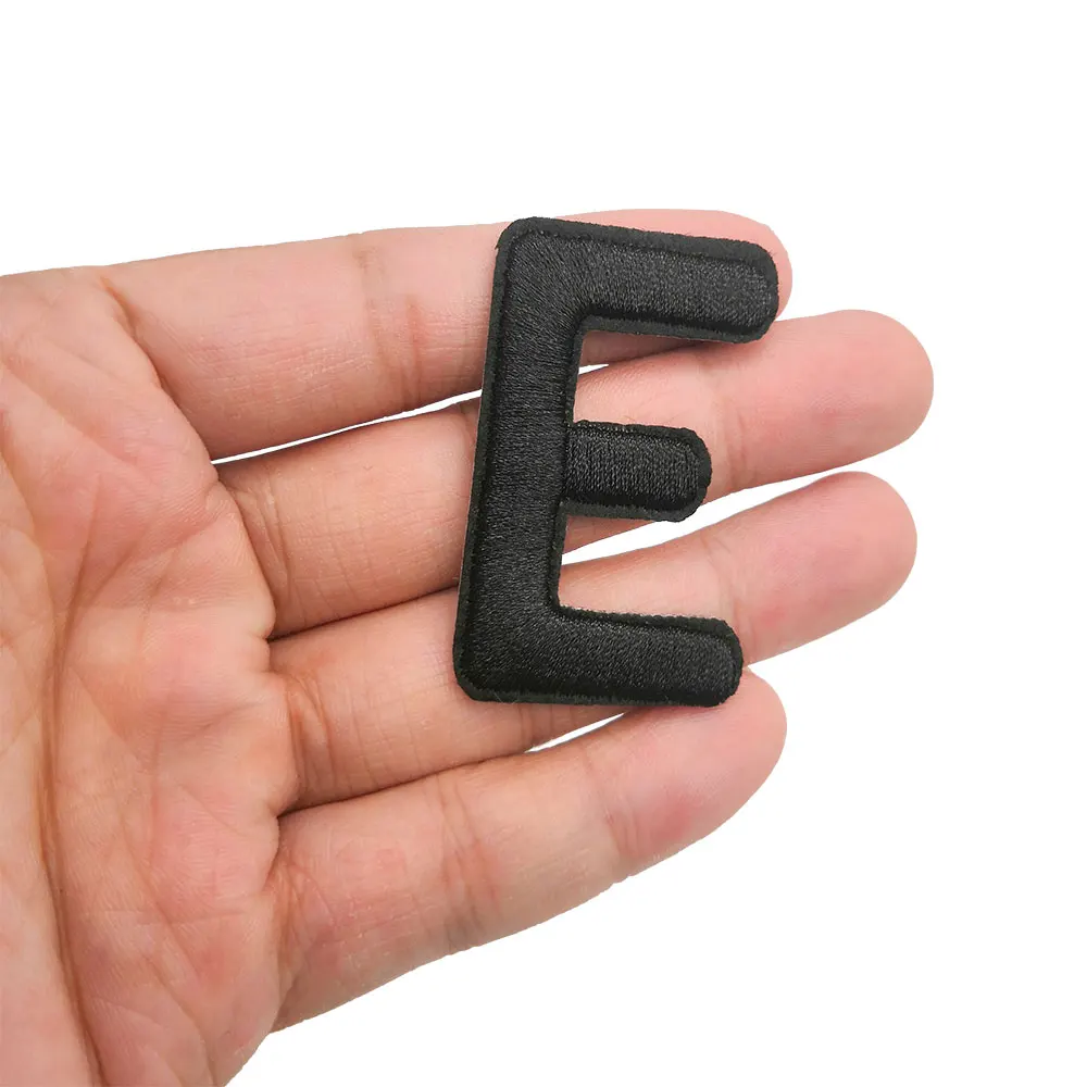 

one Set 26Pcs A-Z Black Letter Patches Embroidered Iron on Patch for Clothing Heat Transfer Applique DIY Name Words