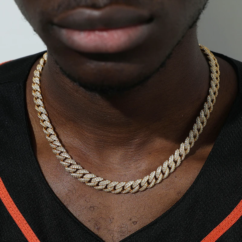 

10mm Box Buckle Mariner Cubic Zirconia Prong Cuban Chain White Gold Plated Jewelry CZ Stones Men Bling Iced Out Hip Hop Necklace