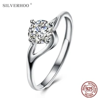 silverhoo 925 sterling silver women jewelry creative 5a cubic zirconia no size ring wholesale adjustable jewelry free shipping
