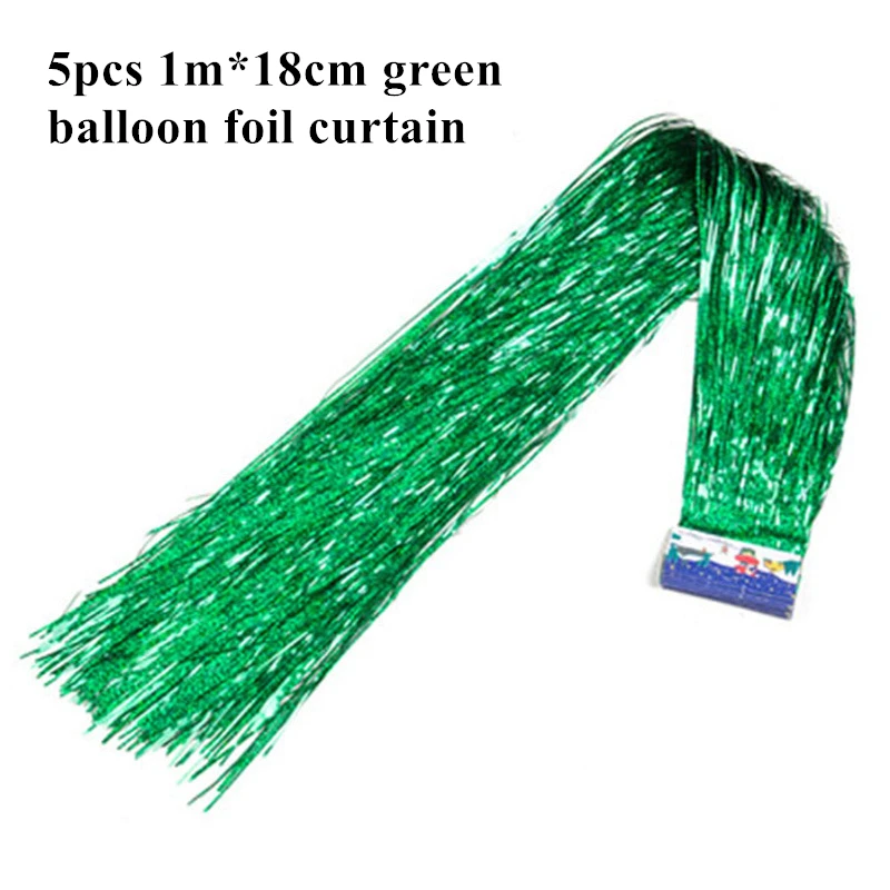 green 5 шт. 1 м металлический шар фольга занавеска мишура бахрома кисточка День рождения свадебное украшение Фотофон "сделай сам" занавеска реквизит для фотосессии - Цвет: green
