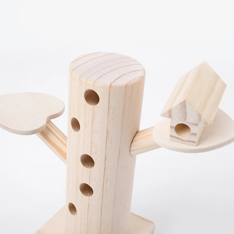 Монтессори обучающая игрушка деревянный дятел поймать червей игра для малышей