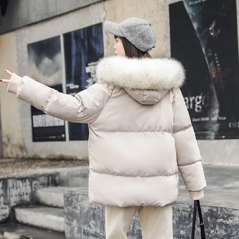 Женская короткая стеганая куртка, свободная короткая хлопковая куртка в Корейском стиле с меховым воротником, утепленная куртка с капюшоно... от AliExpress RU&CIS NEW