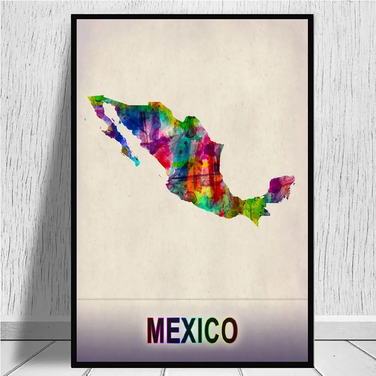 

Mexico Map in Watercolor Art Canvas Poster Print Home Decor Painting No Frame