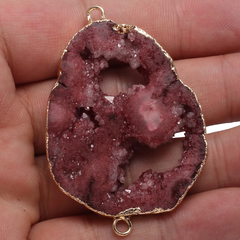 Натуральный агат подвеска Агат разъемы нерегулярные Позолоченные двойное