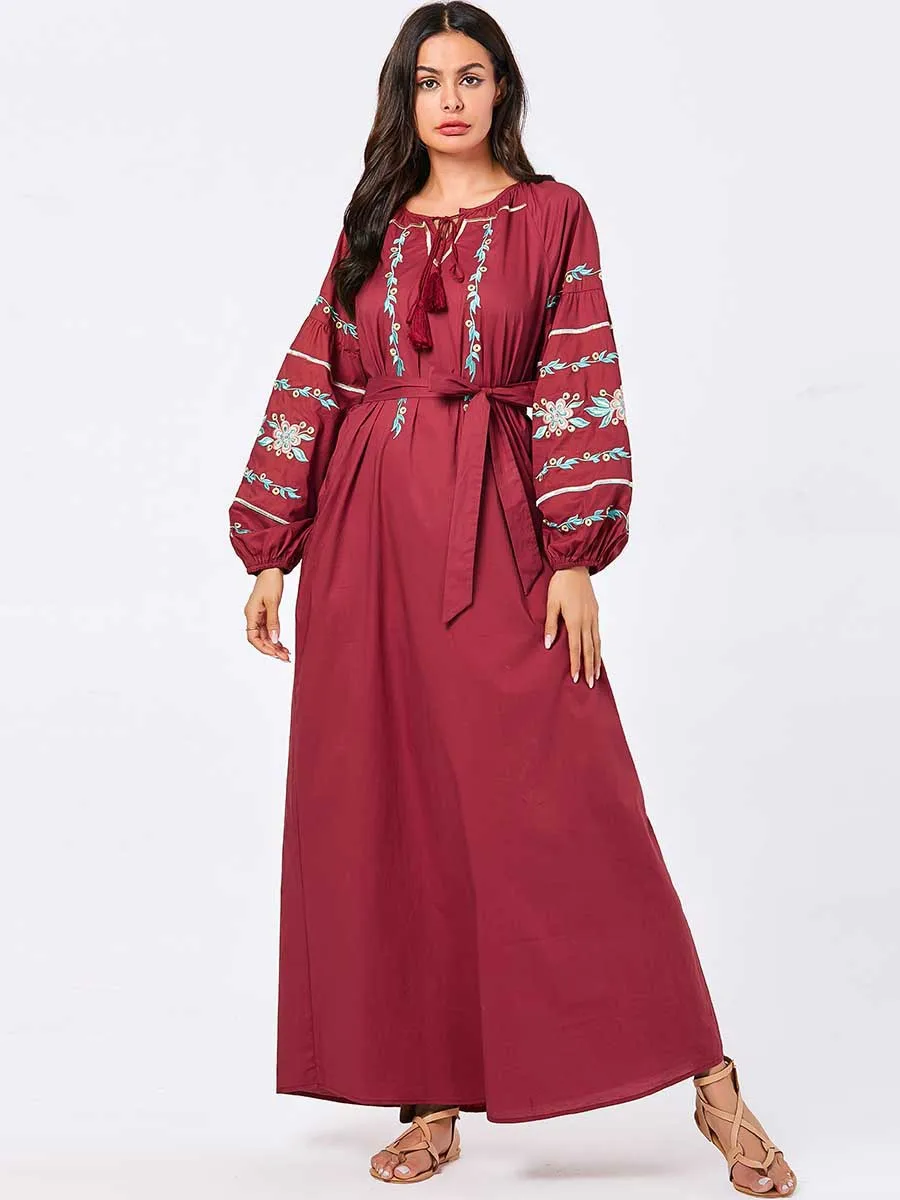 Мусульманское платье модное простое большого размера AuDumn разноцветное с