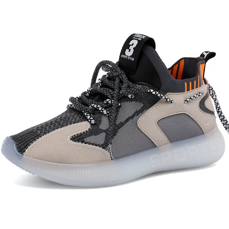 

Men's shoes fashion sports shoes men's flying woven casual shoes breathable transparent jelly bottom running mesh shoes