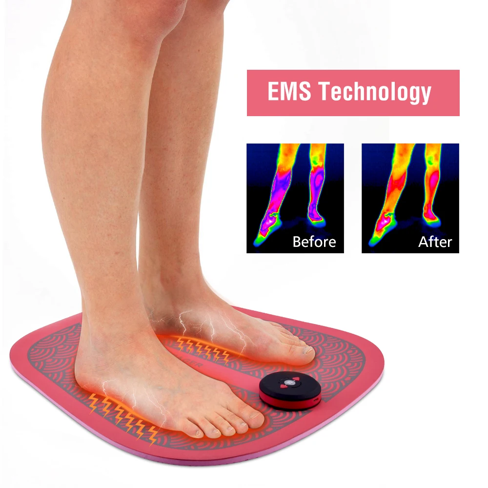 

Rechargeable USB EMS Foot Massage Mat Foldable 6 Adjustable Mode Massager Pad Vibration Muscle Stimulatorwith ABS Controller